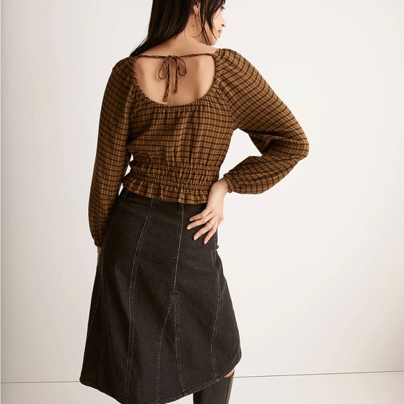 Madewell Tie-Back Cutout Top in Plaid - Picture 2 of 8